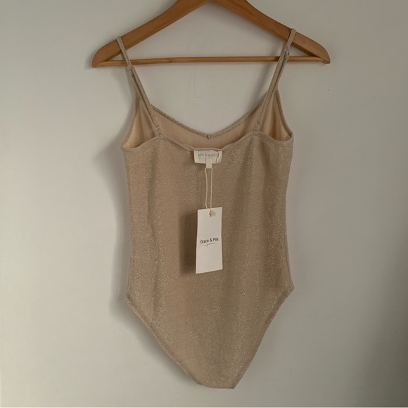 NWT Grace & Mila Gold Lurex Glitter Bodysuit - Picture 10 of 14